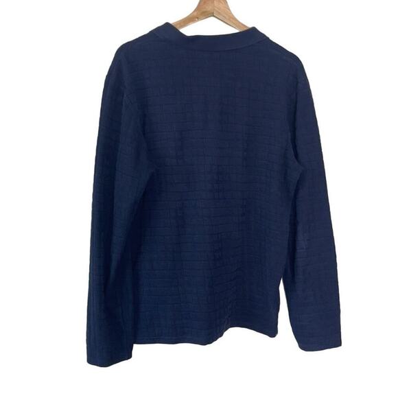 TED BAKER LONDON LONG SLEEVE MEN'S NAVY BLUE POLO SHIRT SIZE 4 - Picture 2 of 9